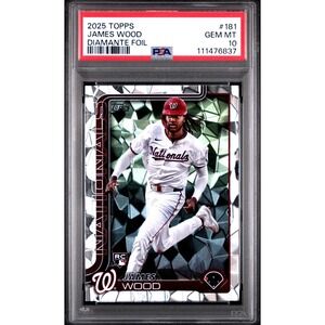 2025 Topps Series 1 - James Wood #181 Diamante Foil (RC) PSA 10 GEM